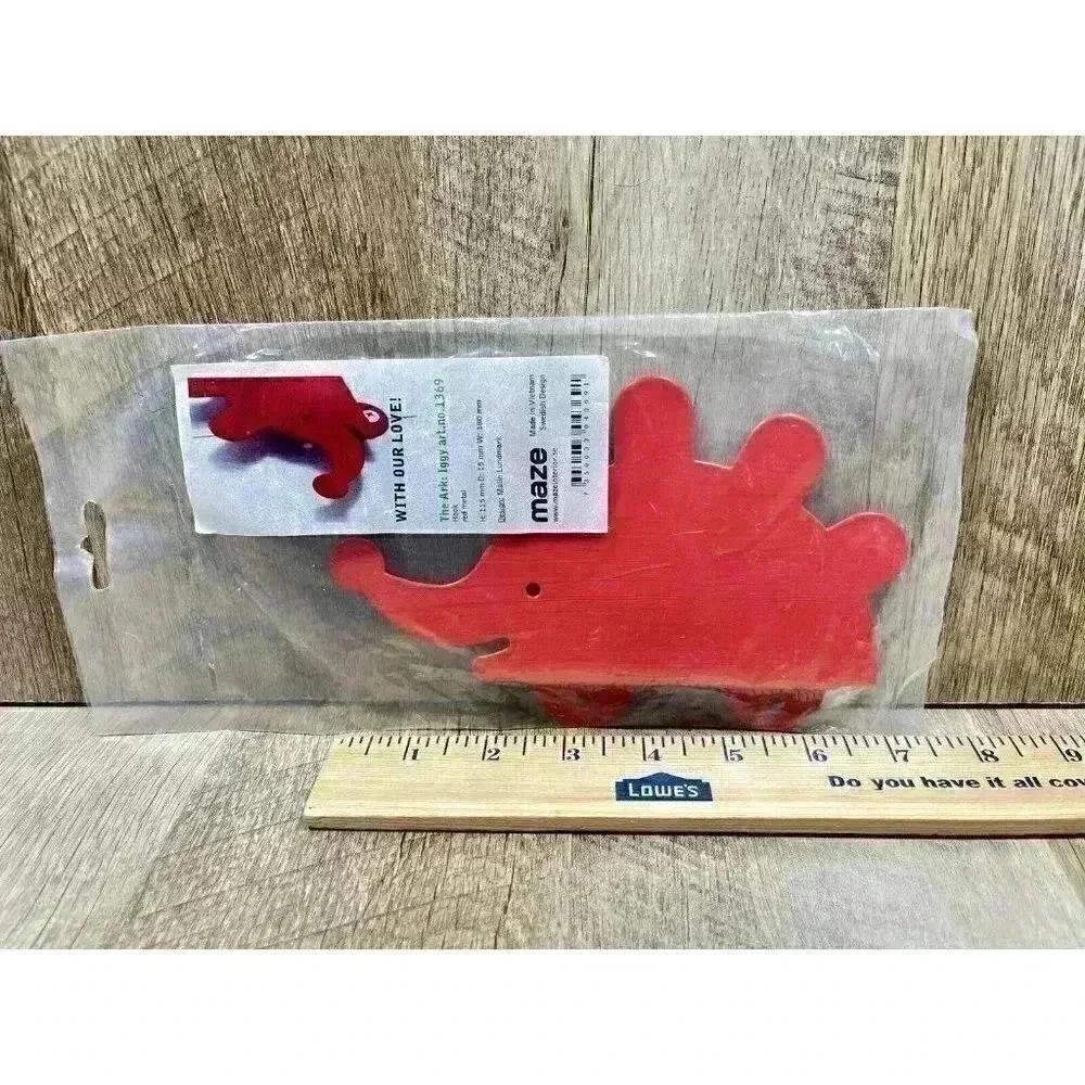 Metal Hedgehog Wall Hook Maze Kids Decor Red Iggy Art Container Store NEW